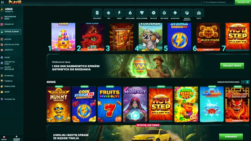 Playio Casino strona główna i oferta gier