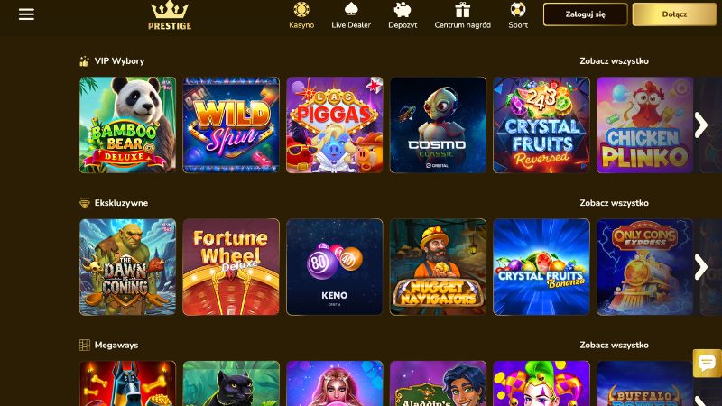 Prestige Casino przegląd platformy